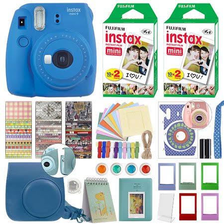 Cobalt Blue Instant Film Camera with 40 Film Bundle H7392