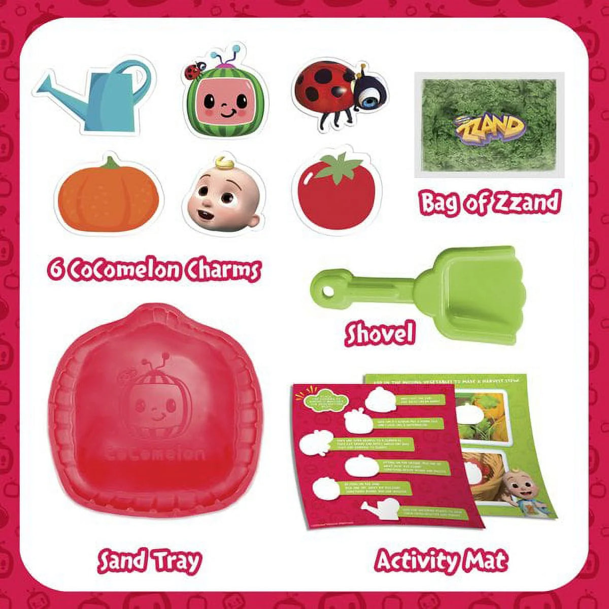 9 Piece Sand Activity Set with Reusable Tray, Shovel and Charms N870308