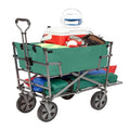 Green Steel Double Decker Collapsible Yard Cart Wagon U466