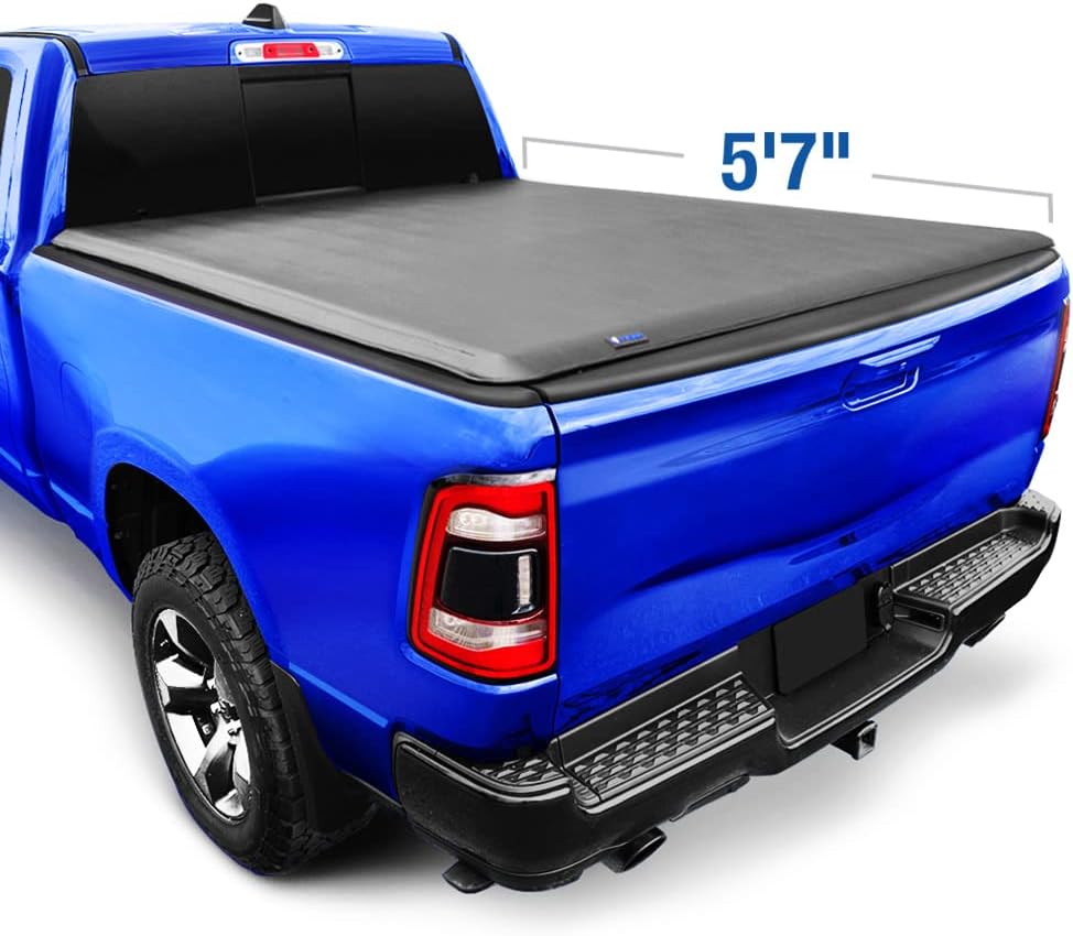 Soft Tri-Fold Truck Bed Tonneau Cover for 2019-2022 Ram 1500 New Body Style, 6'4" Bed (76") J524227