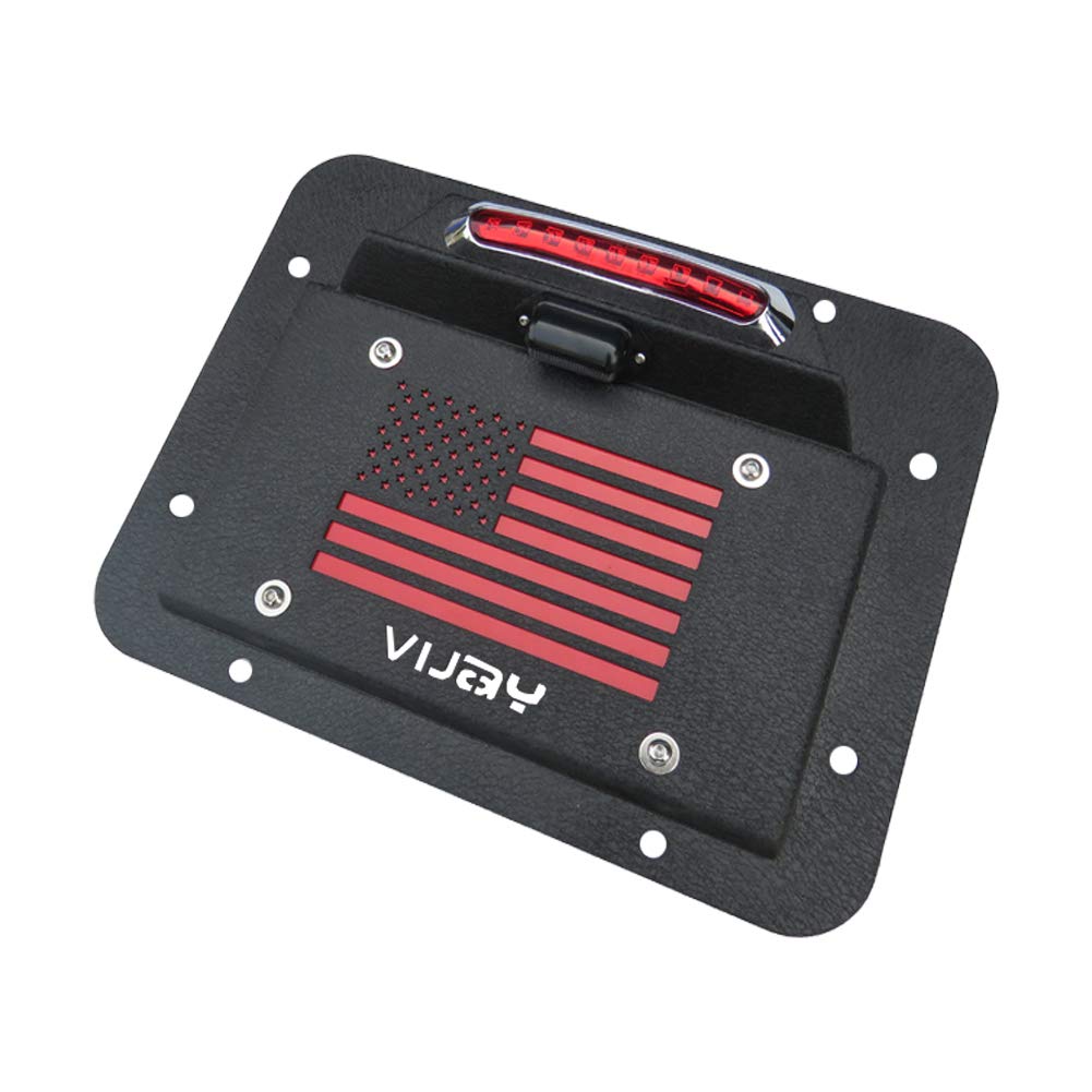 Spare Tire Delete License Plate Relocation Kit with Plate Light and Third Brake Light for Wrangler JK JKU E10861