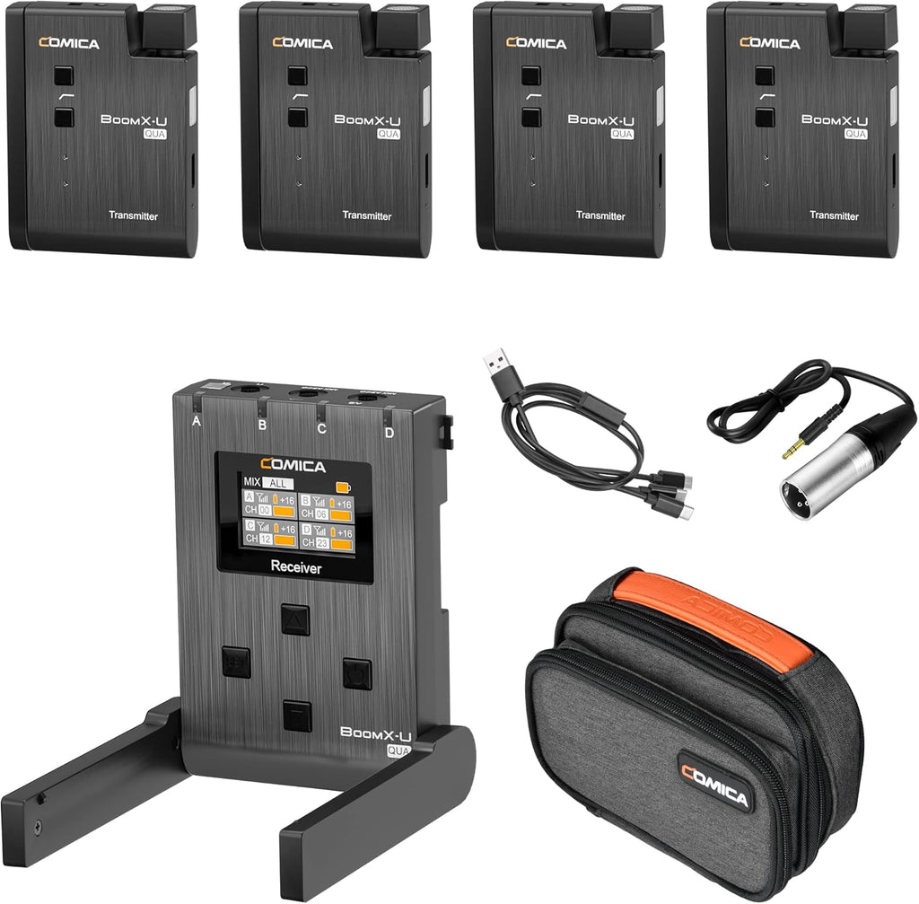 24-Channel UHF Wireless Lavalier Microphone with 4 Transmitters and 1 Receiver V649