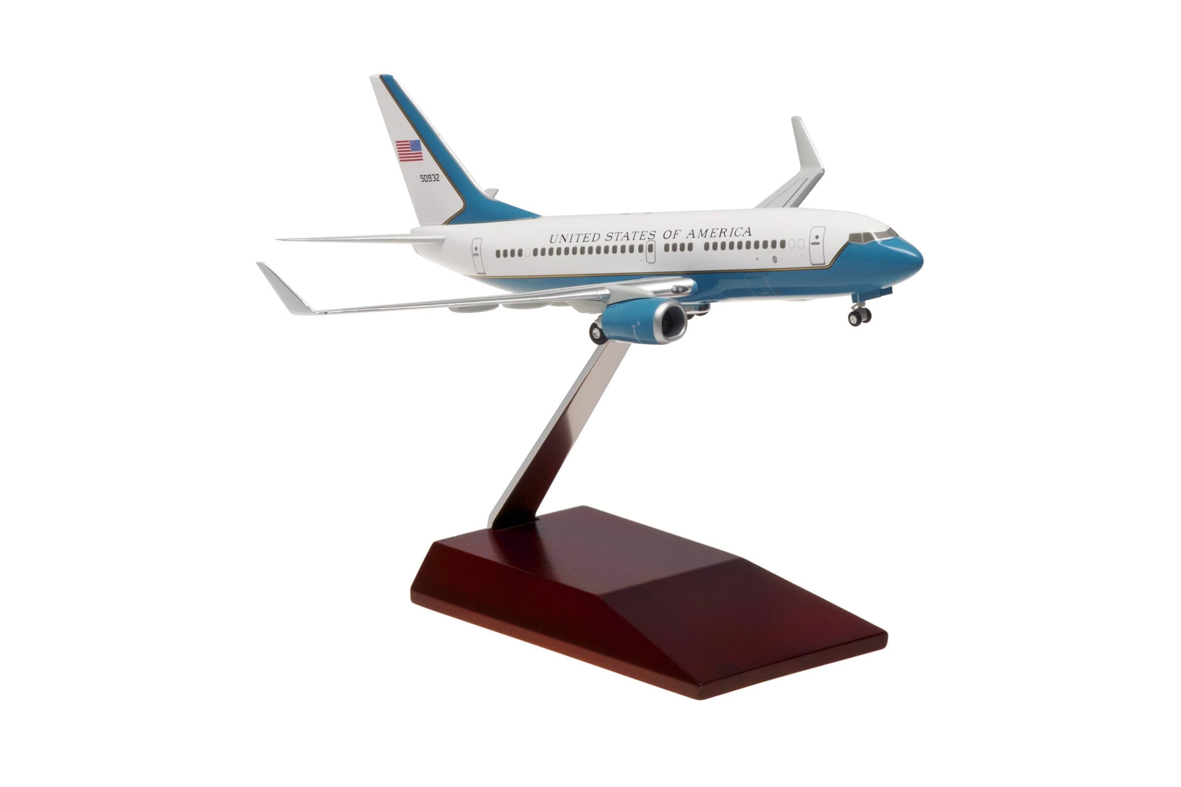 1-200 Usaf 737-700w Model Airplane with Wood Stand & Gear C56378