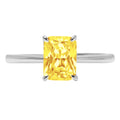 2.5ct Radiant Cut Yellow Simulated Diamond 18k White Gold Ring Size 4.25 R536789