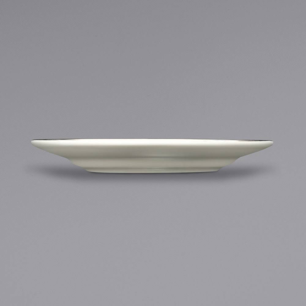 Gold Rim Ivory Stoneware Plate - 12/Case Q3785