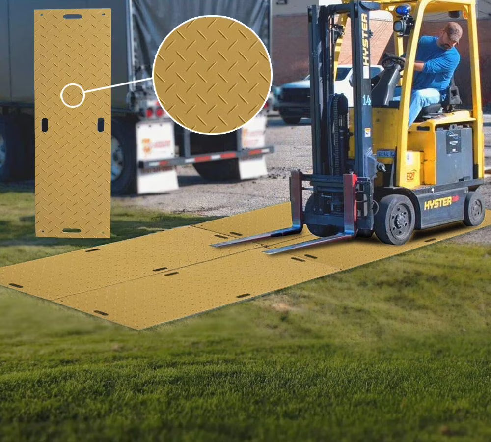 4 Pcs Tan Ground Protection Mats, 2' x 8', Heavy Equipment Mats N11885