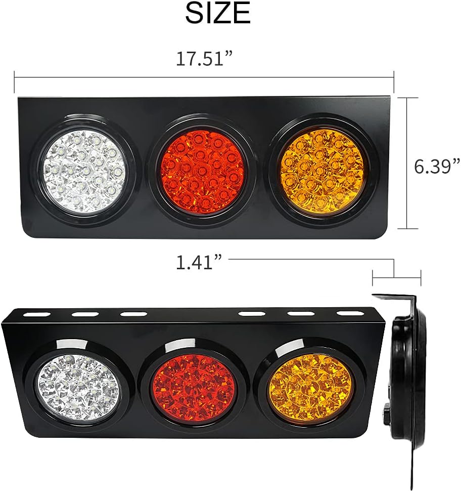 LED Truck Trailer Tail Lights with Iron Bracket Base, 48-LED, 2 PCS X583