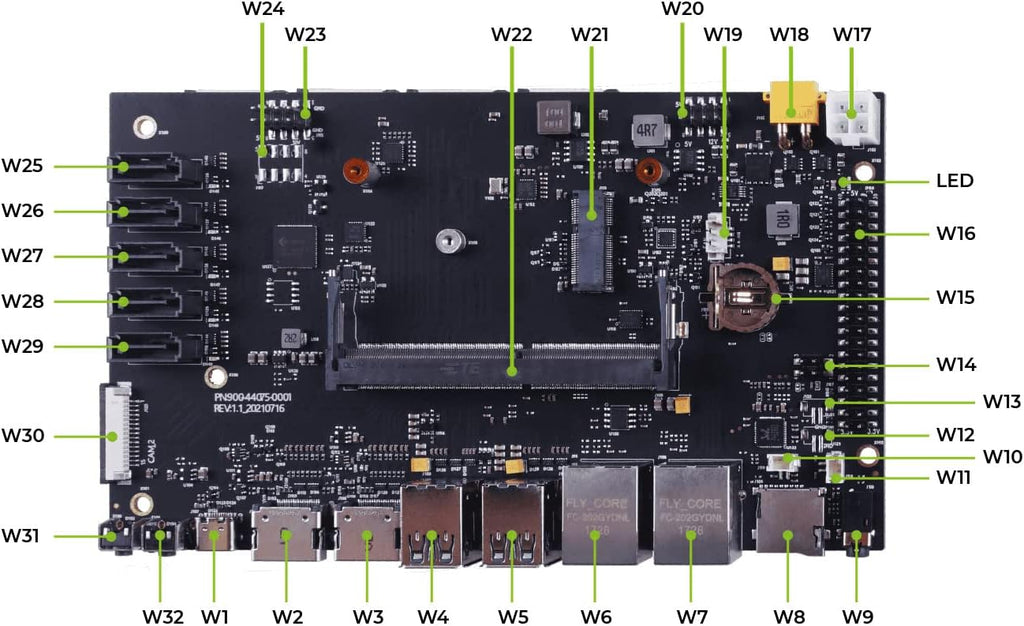 Carrier Board with 6 CSI Camera, 2 HDMI, 5 SATA, M.2 Key E X158