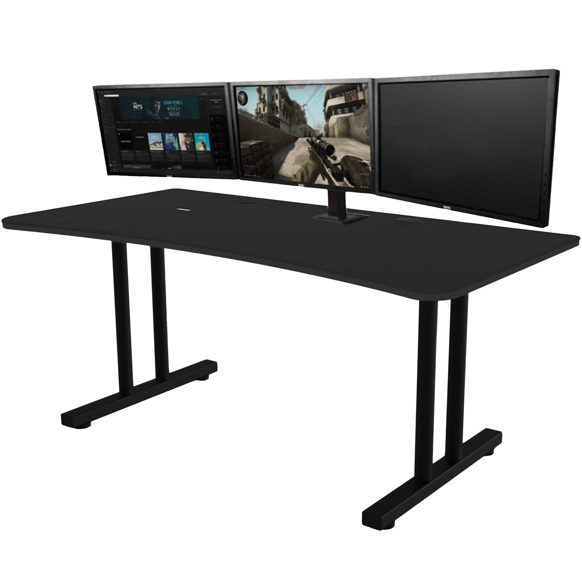 Black Gaming Desk with Infinity Mousepad and Built-in Cellphone Charger R501