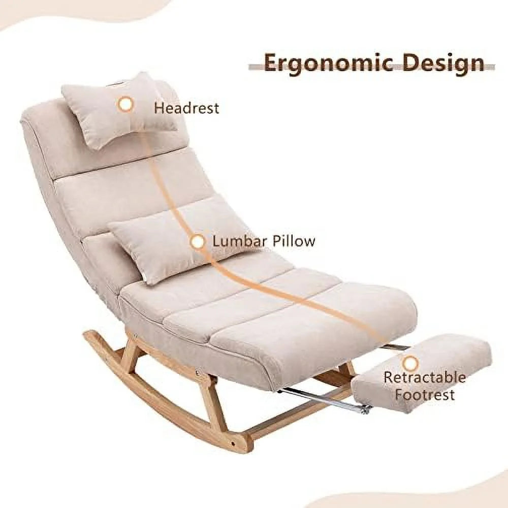 PU Leather Upholstered Rocking Recliner Chair with Pillows & Foot E7474