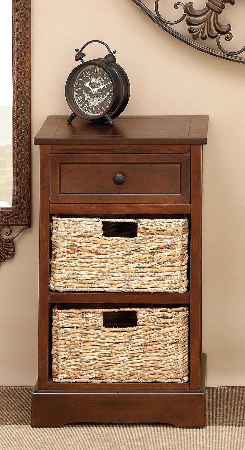 Modern Cabinet with 2-Wicker Basket P34976