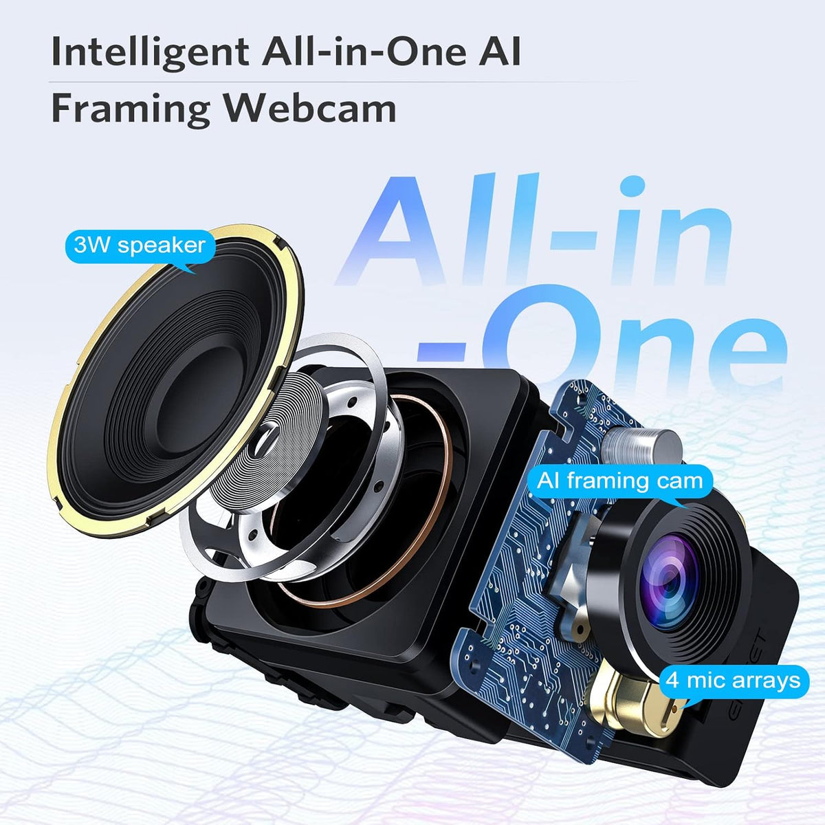 All-in-1 FHD 1080P Webcam with Speaker & 4 Mics U686