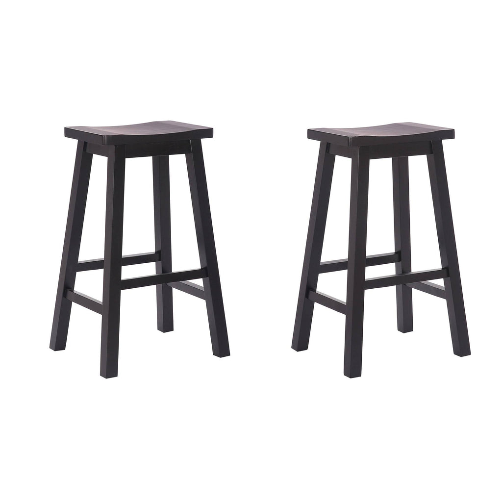 White Solid Wood Saddle Bar Stool, Set of 2 P285