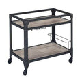 Rustic Oak Charcoal Serving Cart C163