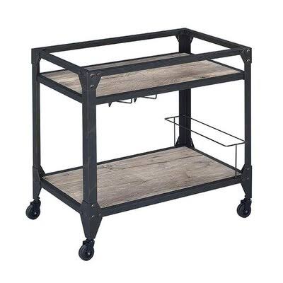 Rustic Oak Charcoal Serving Cart C163
