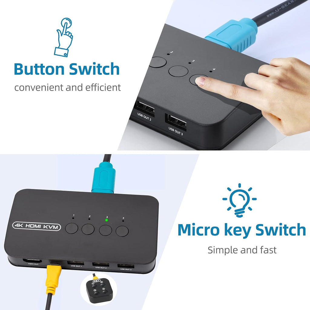 4 Ports HDMI USB KVM Switch with 4 KVM Cables X72192