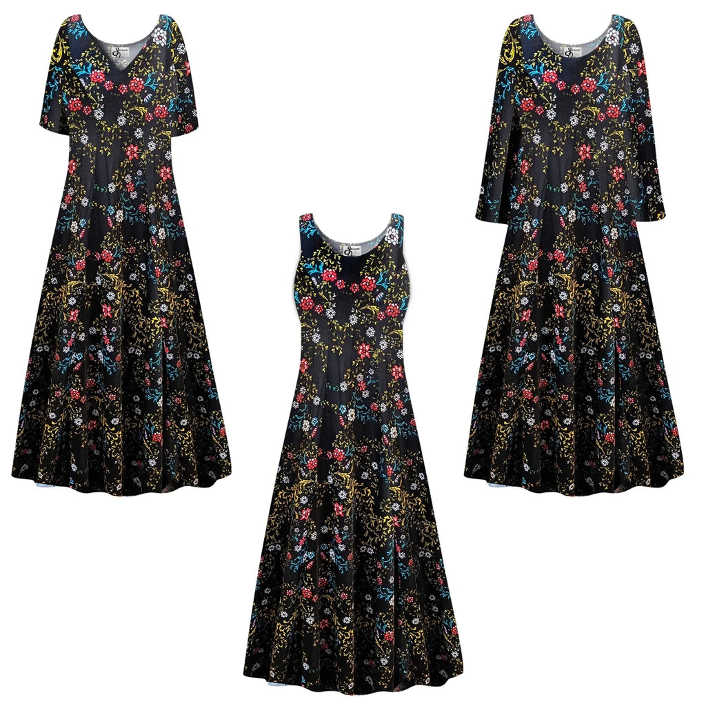 Golden Leaf Short Sleeve Princess Cut Dress P954