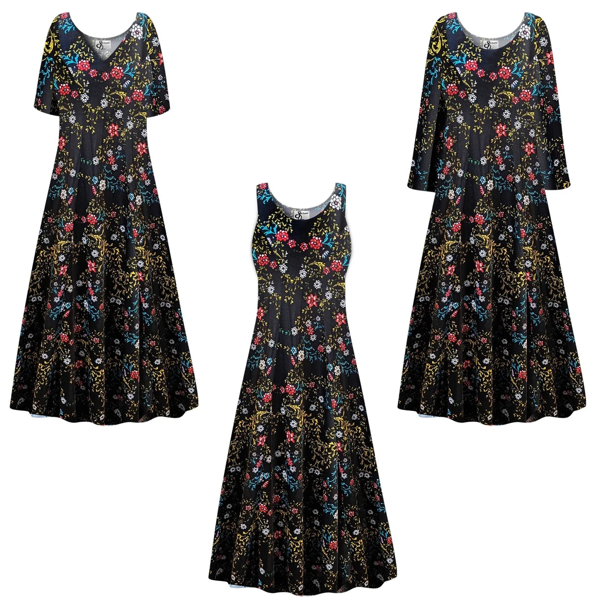 Golden Leaf Short Sleeve Princess Cut Dress P954