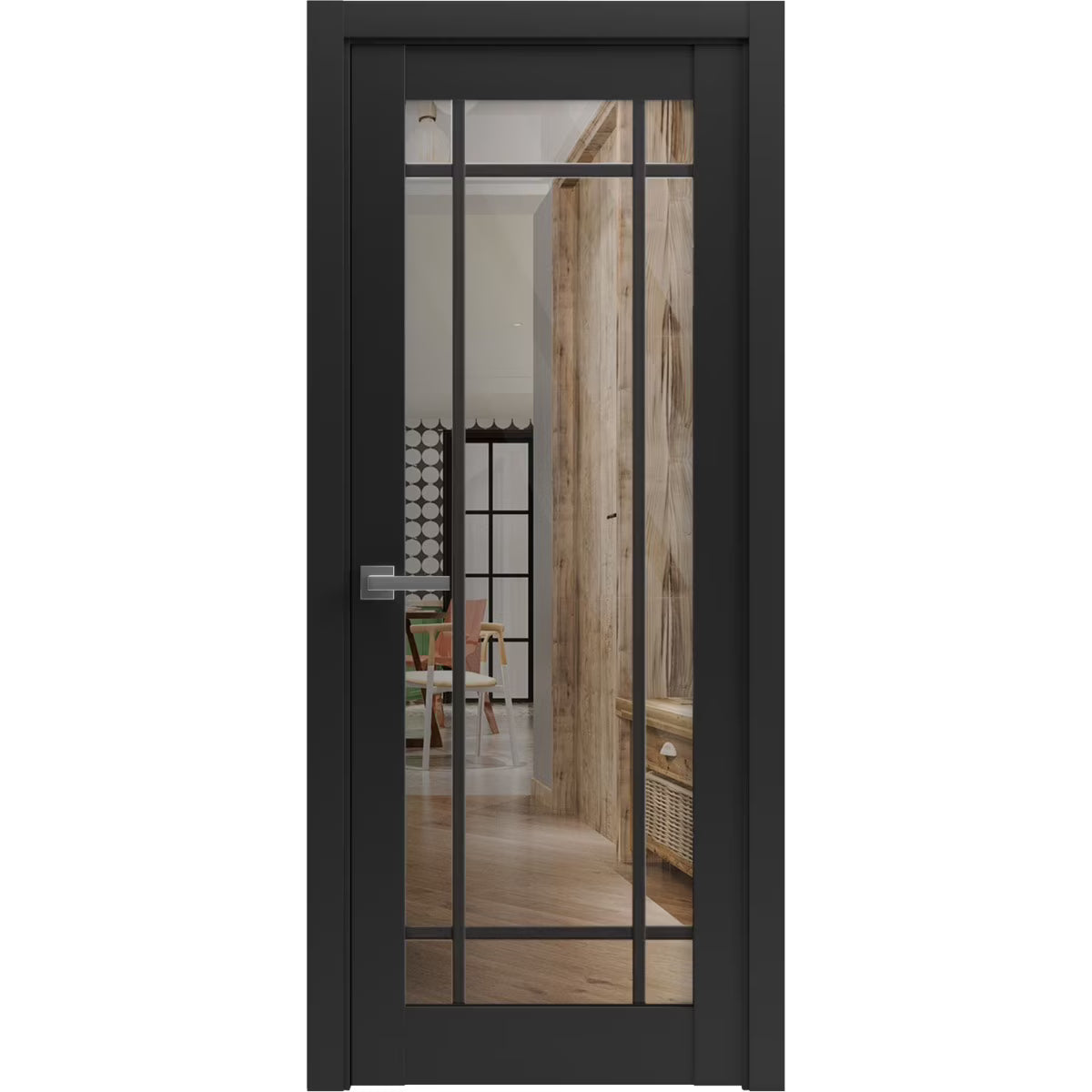 Matte Black Clear Glass French Door 32 x 84 inches S44216