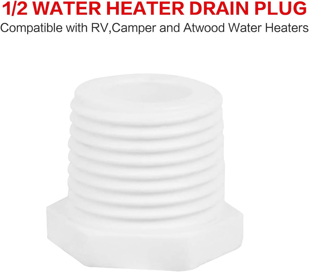25 Pcs 1/2 Inch White Plastic Water Heater Drain Plug E28138