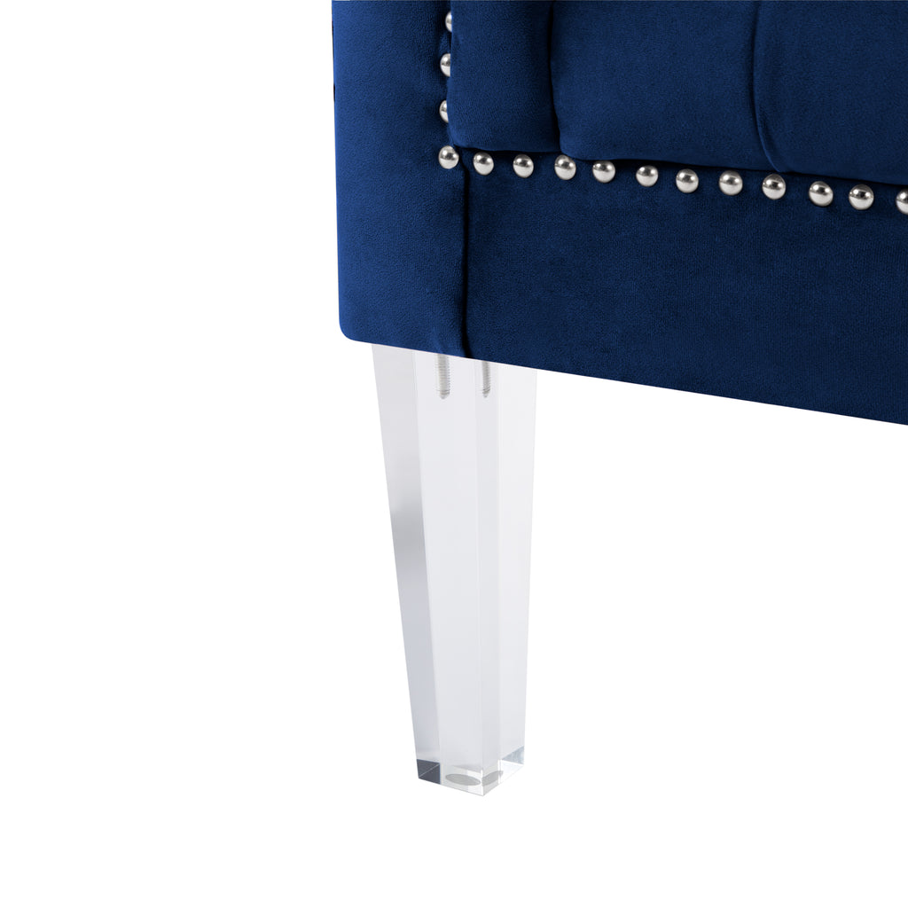Navy Blue Velvet 3 Piece Living Room Set S646147