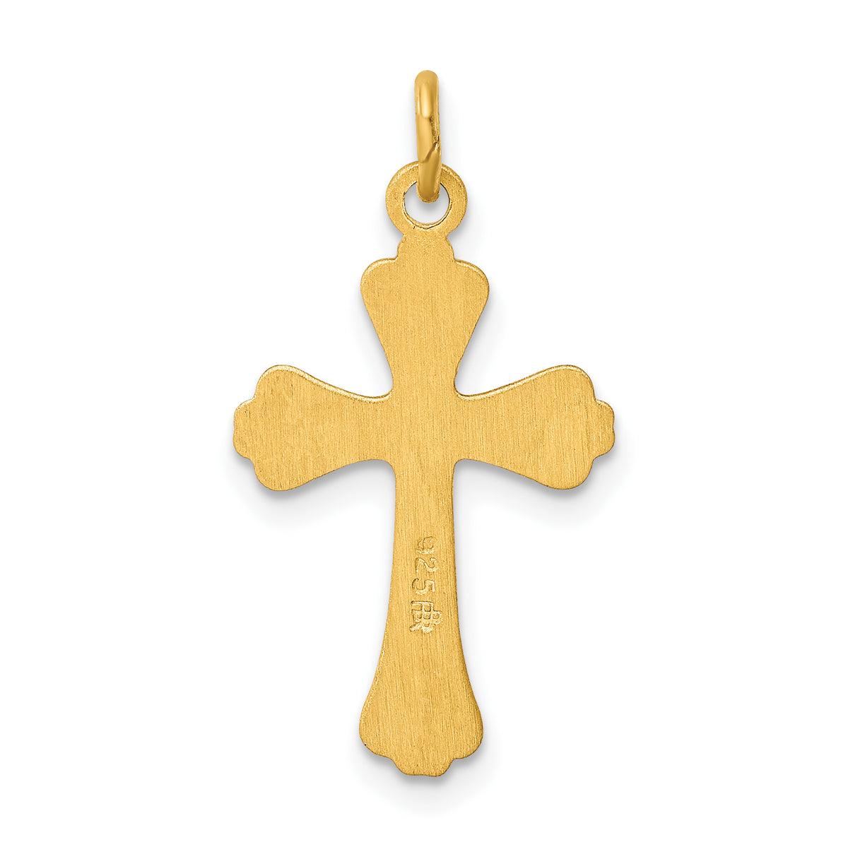 24K Cross Charm Pendant with Sterling Silver Rope Chain Necklace 20'' Y6561