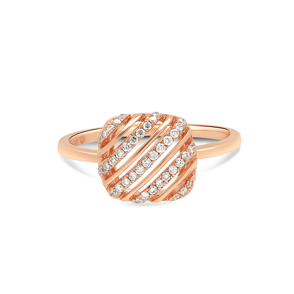 14K Solid Rose Gold 0.22 Carat T.W. Natural Diamond Cushion Shape Engagement Ring E2558