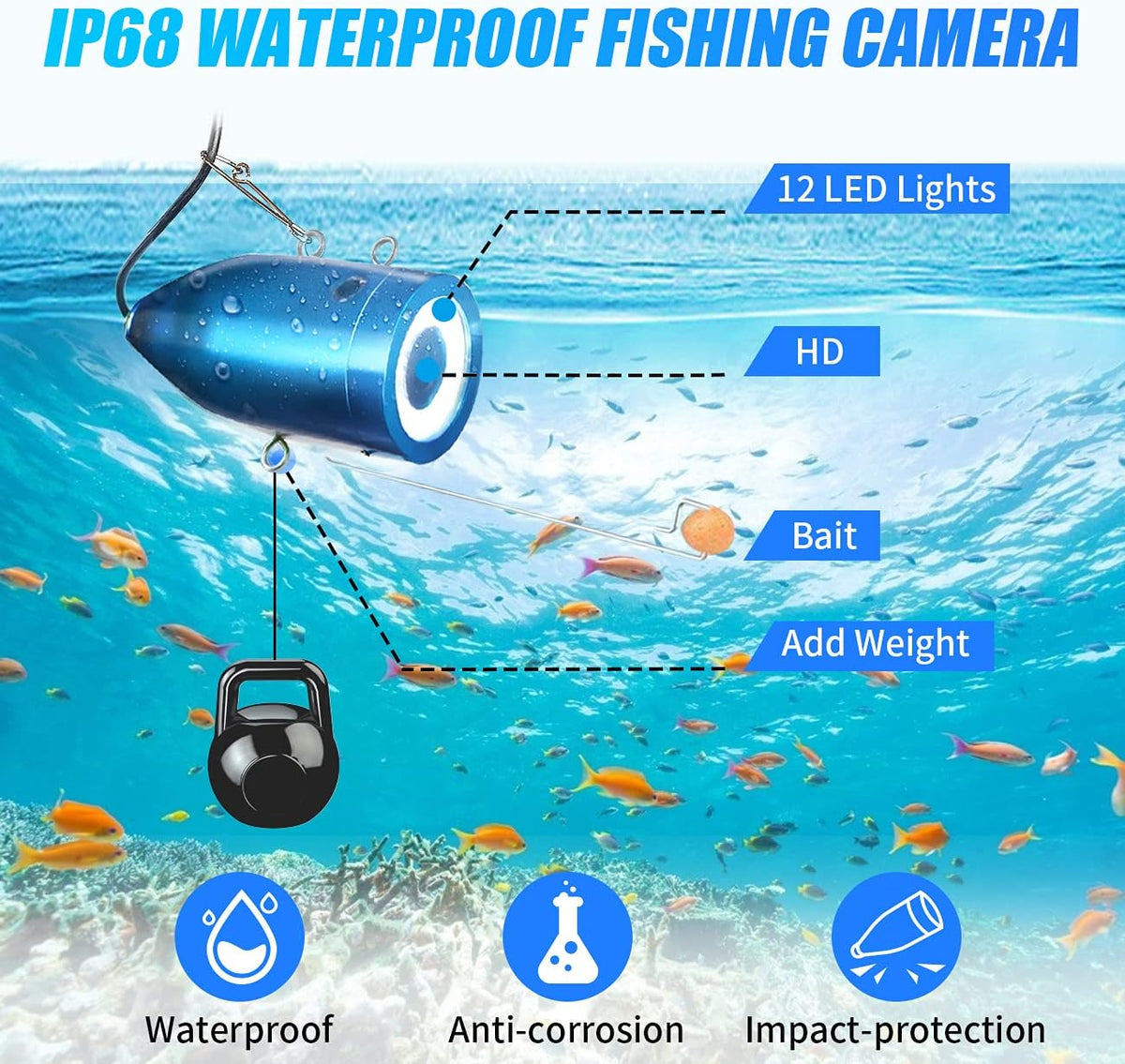 7 inch LCD Monitor 1000TVL Fishing Camera with 15M Cable L3245