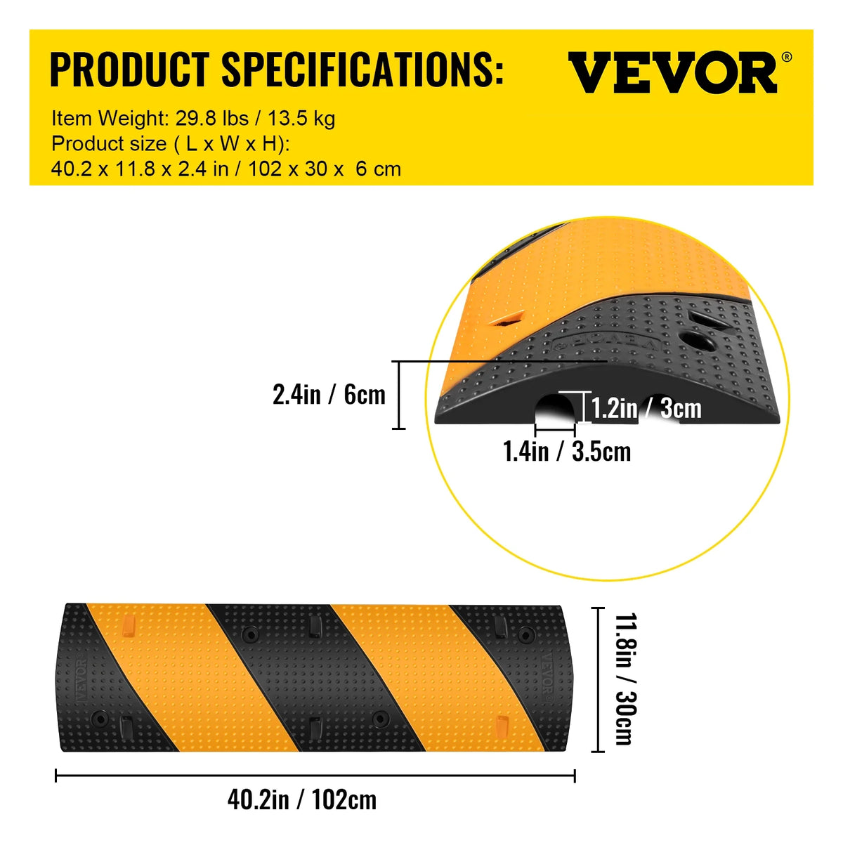 Rubber Speed Bump, 2 Pack, 42" Long Modular Speed Bump, 22000 LBS Load Capacity D251206