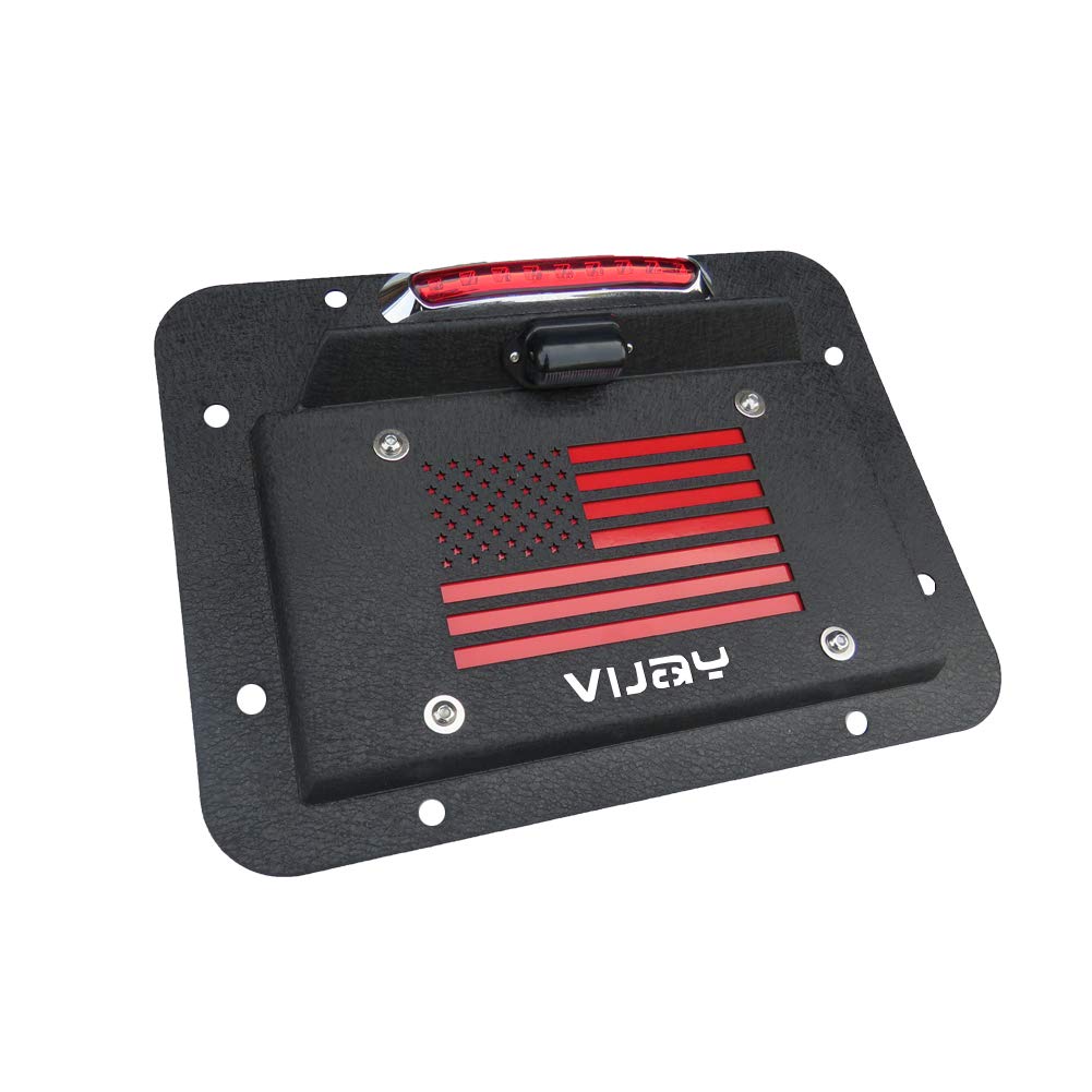 Spare Tire Delete License Plate Relocation Kit with Plate Light and Third Brake Light for Wrangler JK JKU E10861