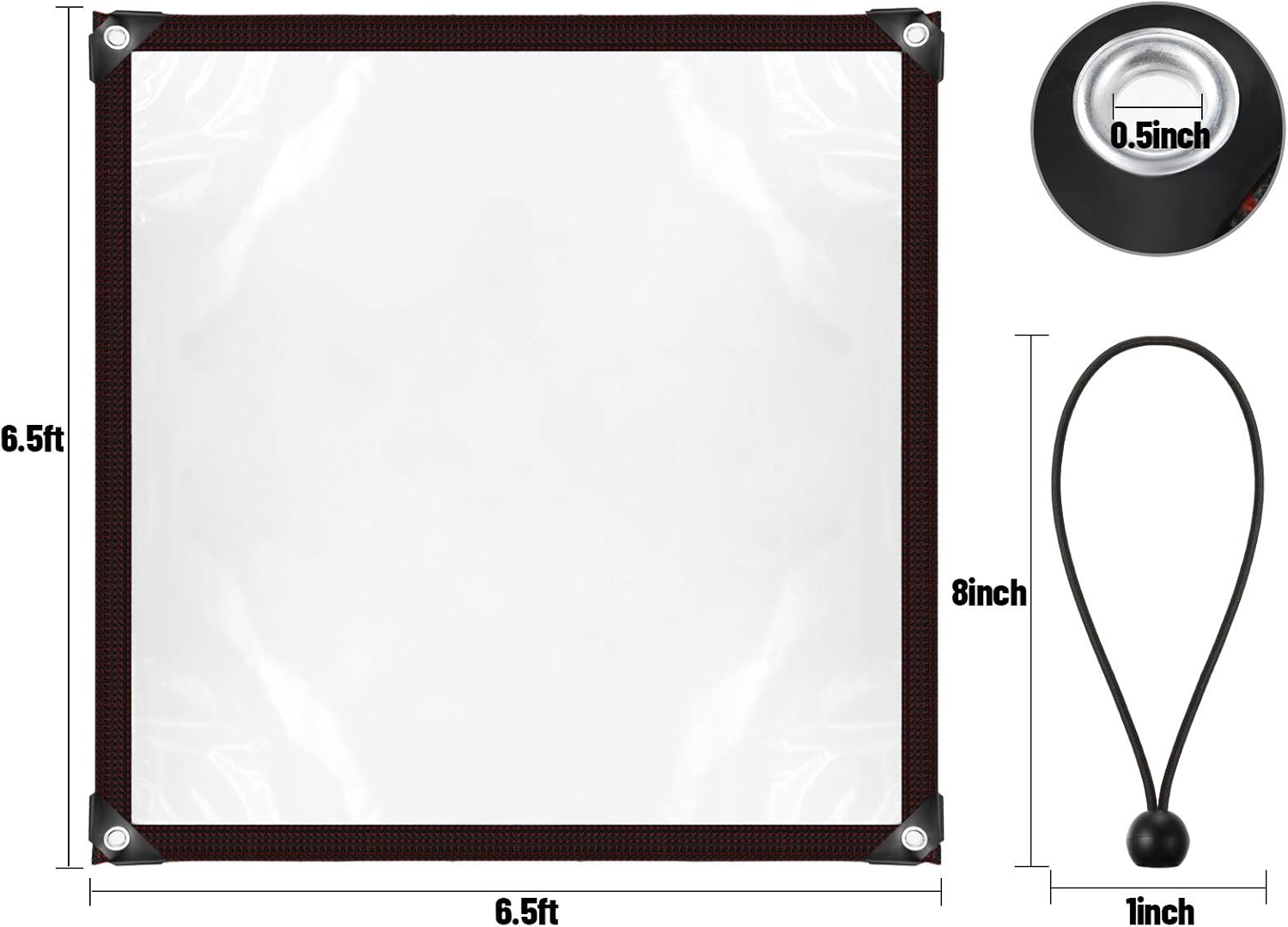 6.5 x 6.5 Feet PE Tarp with Elastic Rope S1313