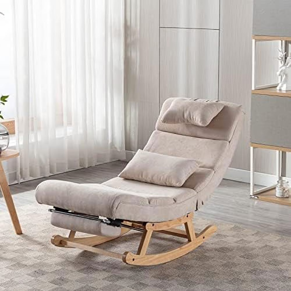 PU Leather Upholstered Rocking Recliner Chair with Pillows & Foot E7474