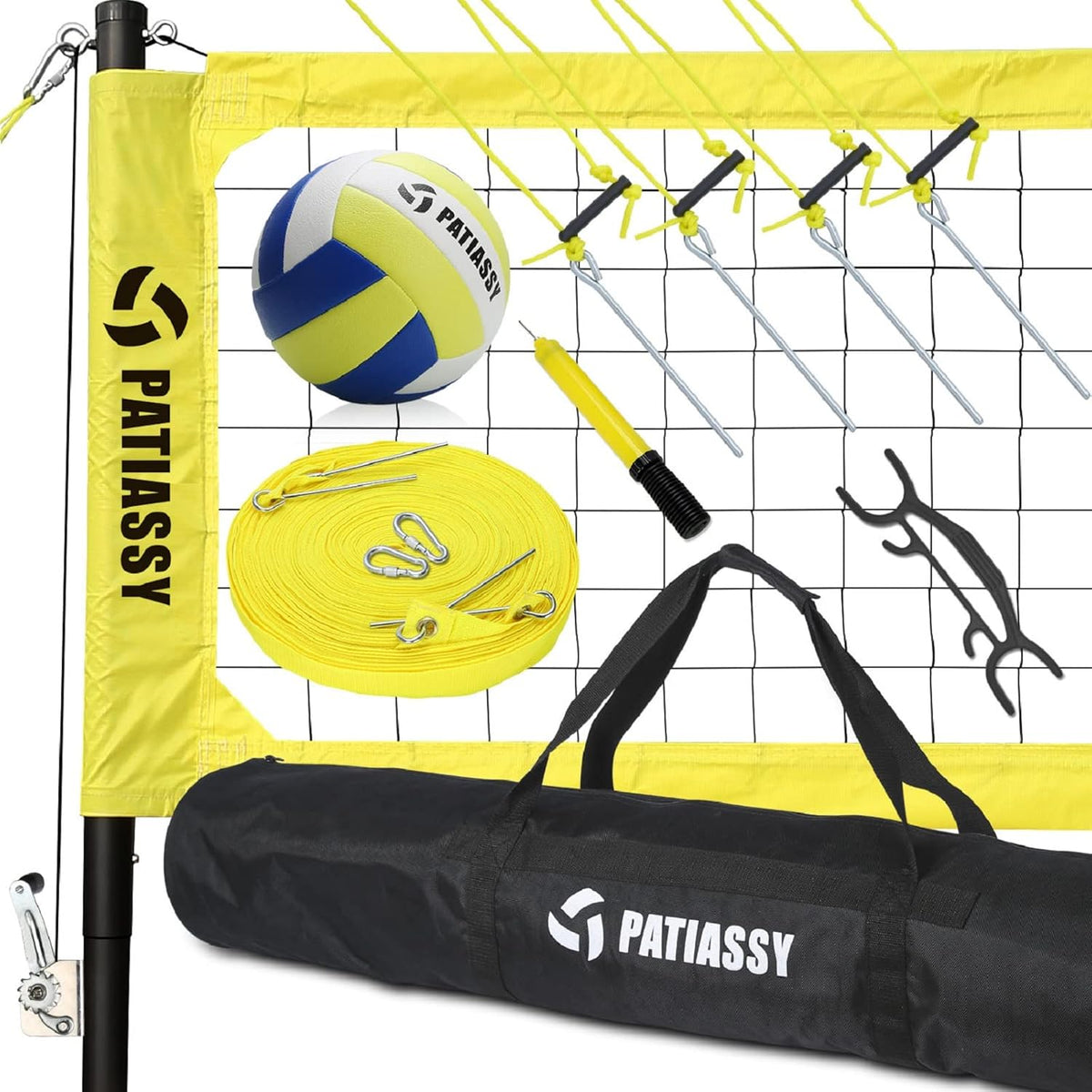 Portable Volleyball Net Set with Aluminum Poles and Carrying Bag C177170