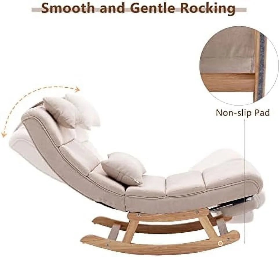 PU Leather Upholstered Rocking Recliner Chair with Pillows & Foot E7474