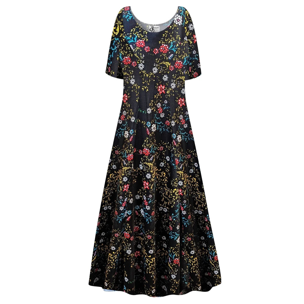 Golden Leaf Short Sleeve Princess Cut Dress P954