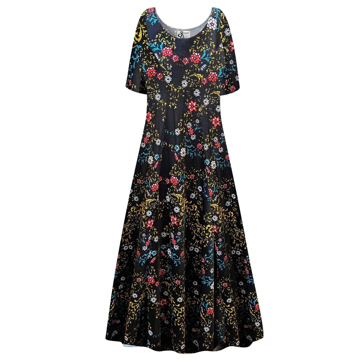 Golden Leaf Short Sleeve Princess Cut Dress P954
