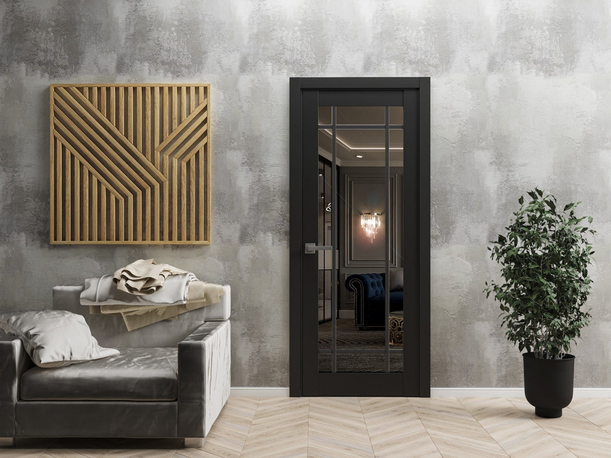 Matte Black Clear Glass French Door 32 x 84 inches S44216