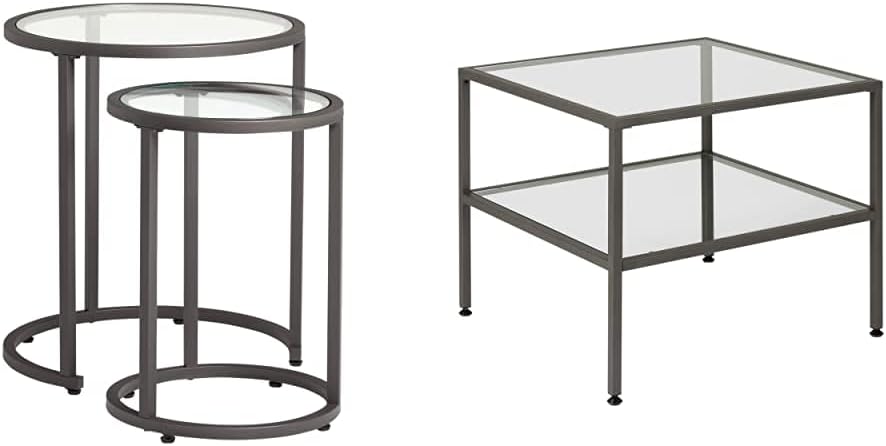 Metal and Glass Nesting Side Tables F496209
