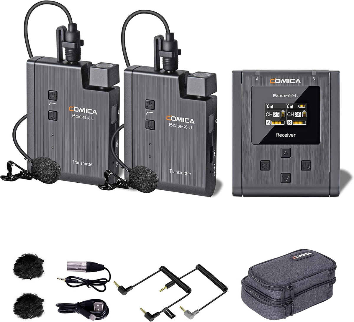 24-Channel UHF Wireless Lavalier Microphone with 4 Transmitters and 1 Receiver V649