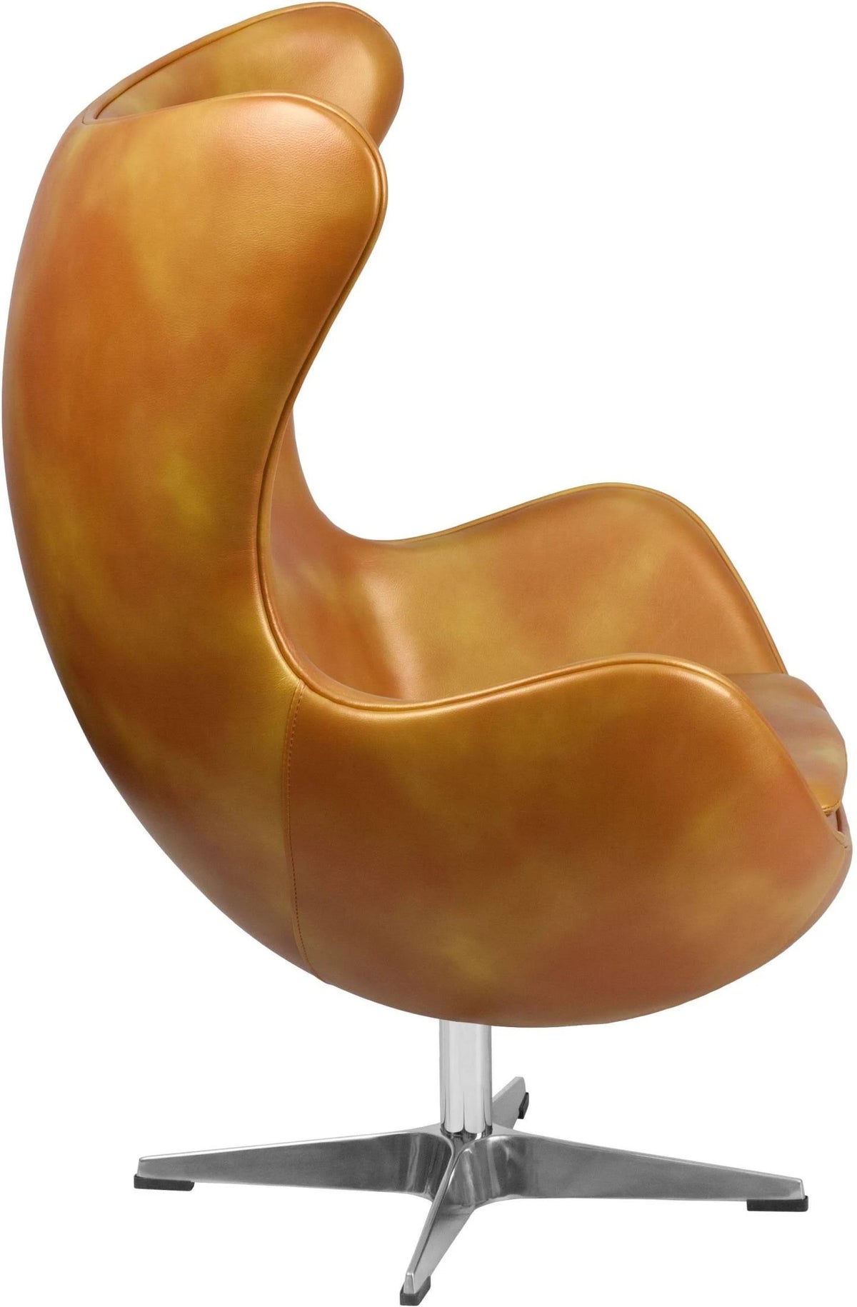 Gold Leather Egg Chair with Tilt-Lock Mechanism V61241