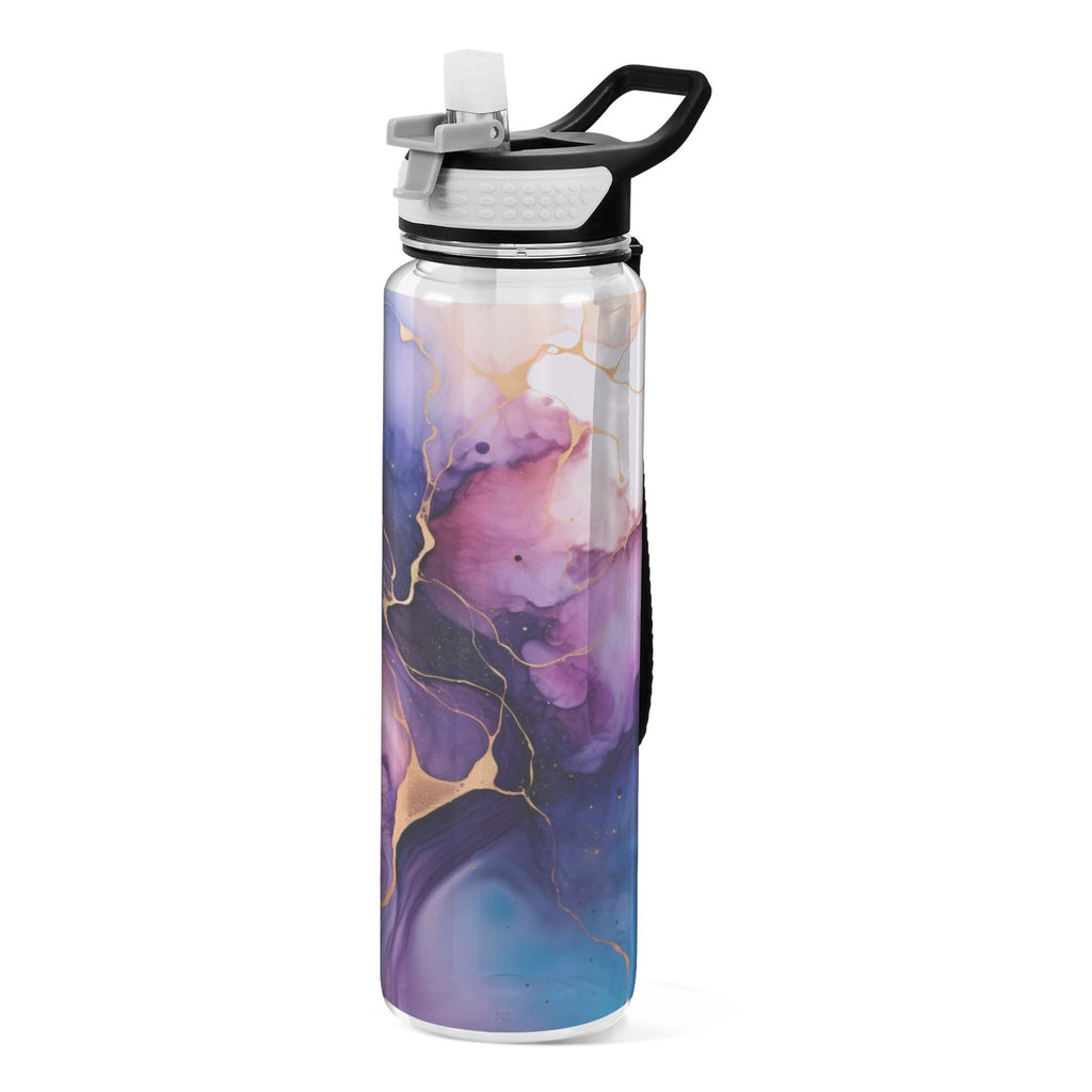 Purple and Blue Marble 32oz Tritan Leakproof Water Bottle with Straw Y566358