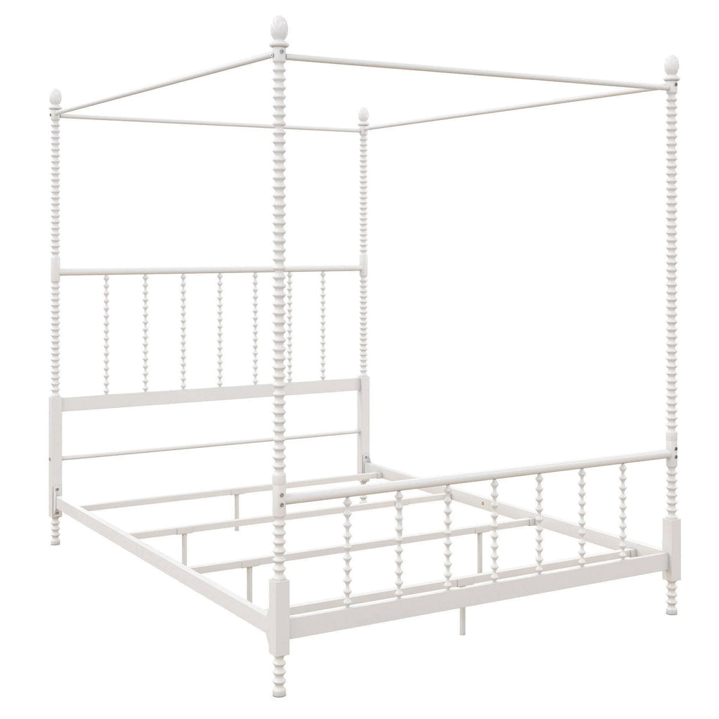 White Metal Canopy Bed K8341