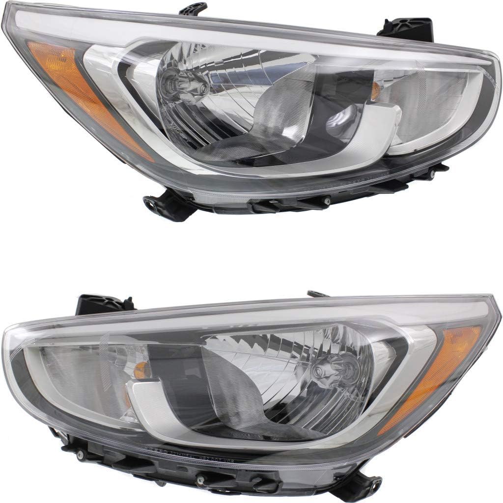 Hyundai Accent Headlight Assembly 2015 2016 Pair Halogen U233453